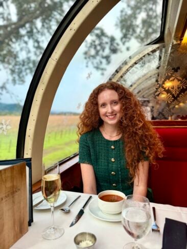 Is the Napa wine train worth it? An honest look at Vista Dome lunch, glass partitions in classic Pullman cars, Legacy Tour winery stops, wine flights, and ways to save on the Napa Valley Wine Train. Find out all the details in this Napa Wine Train Review. I've included a Napa Valley Wine Train Discount Code.