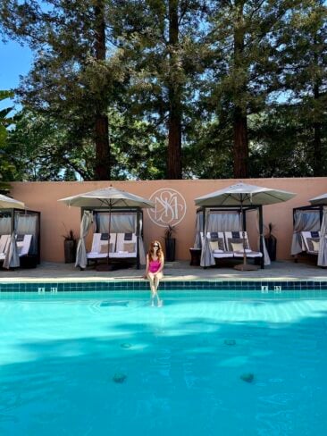 Fairmont Sonoma Mission Inn & Spa review with photos of the Mission Suite, hotel lobby, outdoor thermal mineral pools, and one of the most romantic luxury resorts in Sonoma